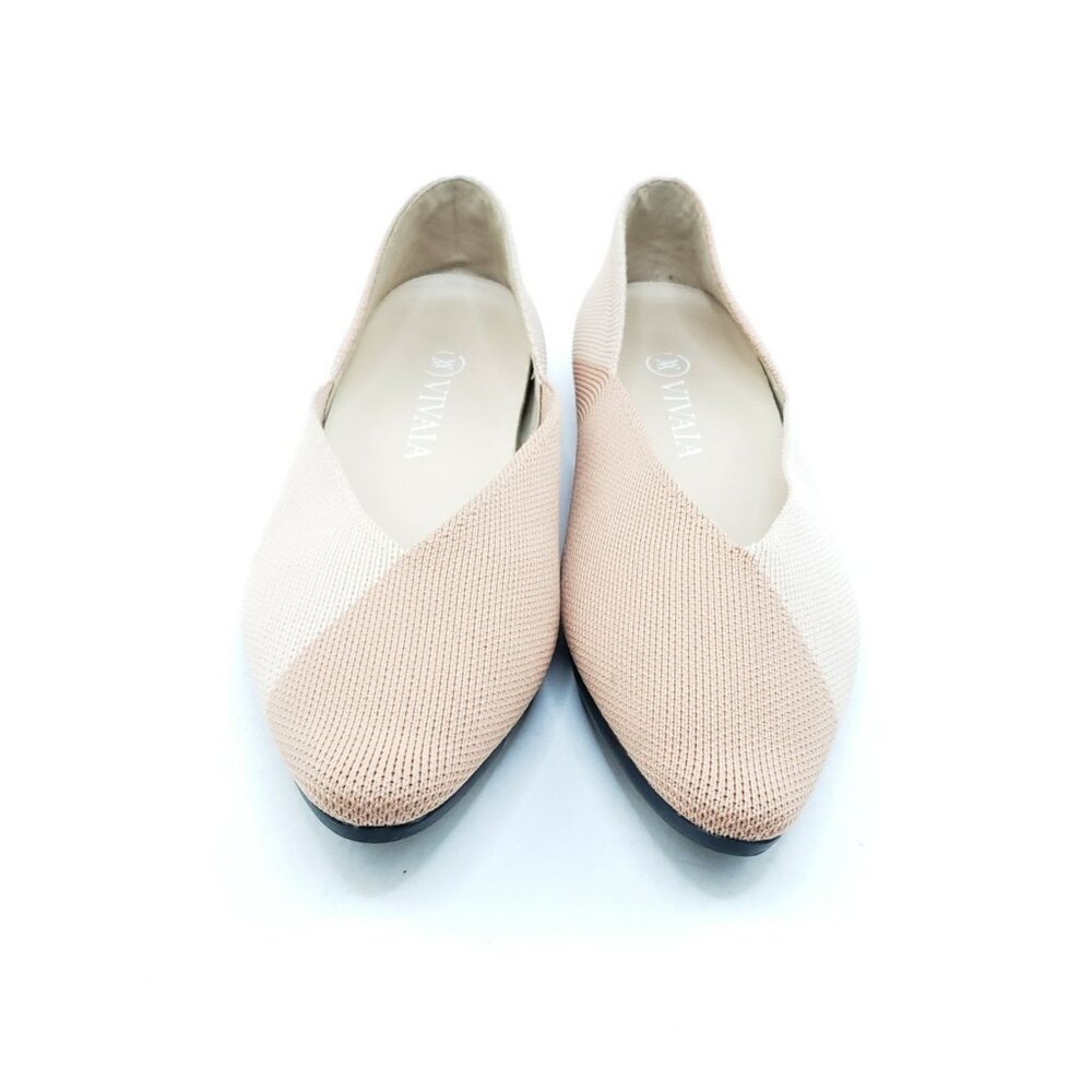 VIVAIA Valencia Pointed Toe Knit Flats Womens Beige Shoes Size 37 US 6.5 - Picture 3 of 10